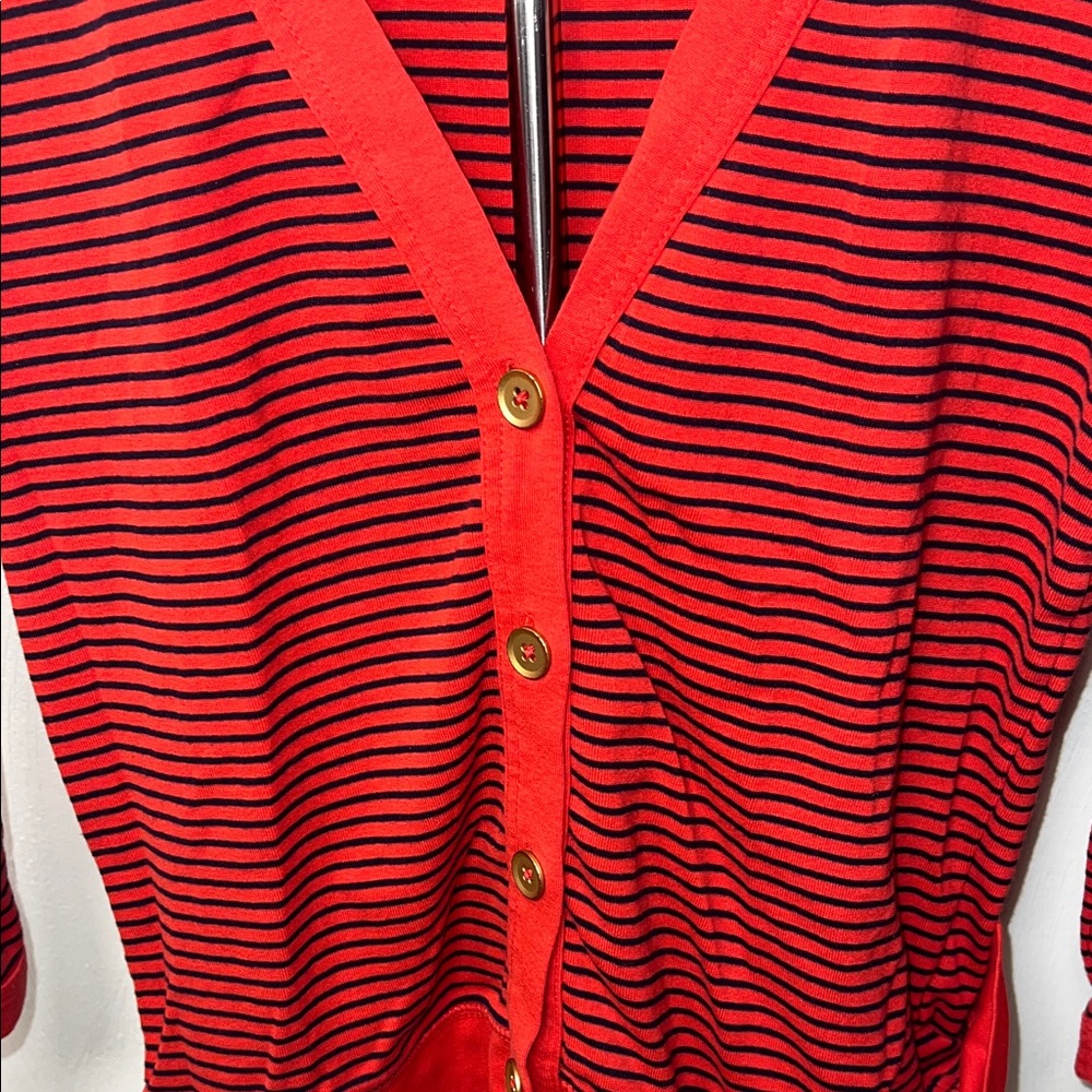 J. Crew Red and Black Striped Cardigan - Picture 5 of 6
